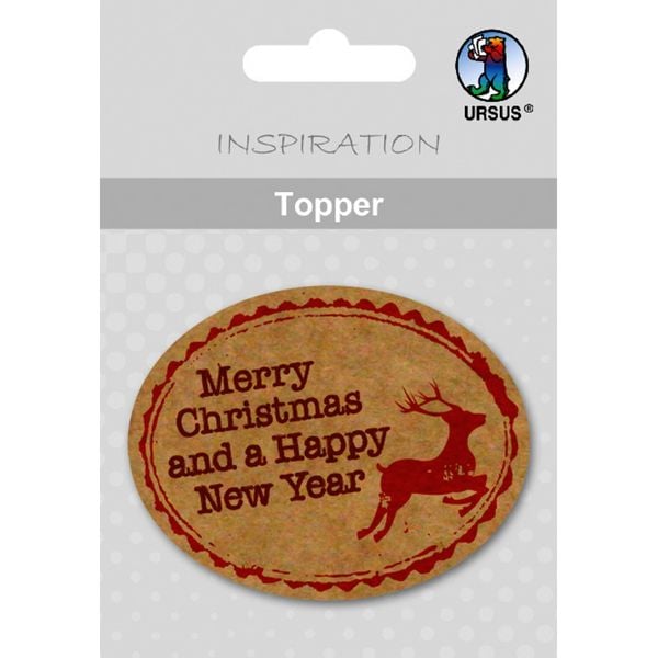 URSUS Topper Topper, Motiv 20, Merry Christmas and happy new Year, oval