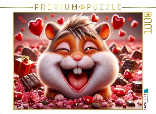 CALVENDO Puzzle Verspielte Hamsterliebe im Reich der Süßigkeiten | 1000 Teile Lege-Größe 64x48cm Foto-Puzzle für glückliche Stunden