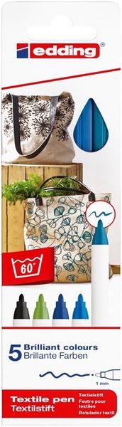 Edding 4600 Textilstift sortiert kühl 5St Set