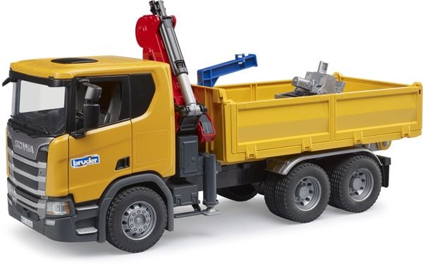 bruder 03551 Scania Super 560R Baustellen-LKW Kran und 2 Paletten