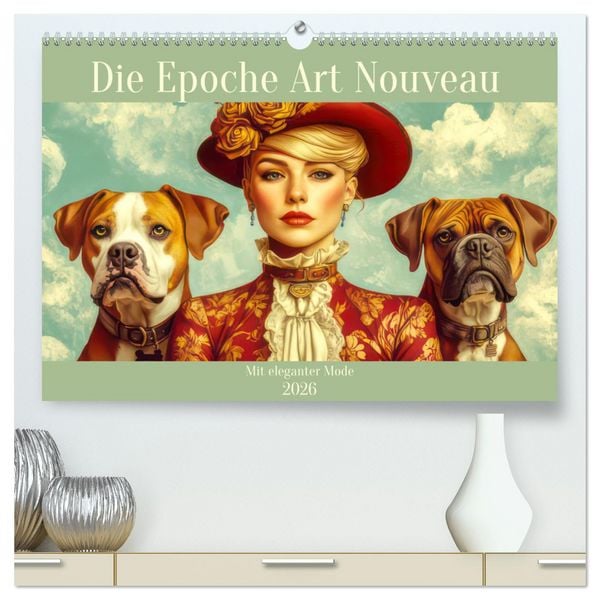Die Epoche Art Nouveau - Mit eleganter Mode (hochwertiger Premium Wandkalender 2026 DIN A2 quer), Kunstdruck in Hochglanz