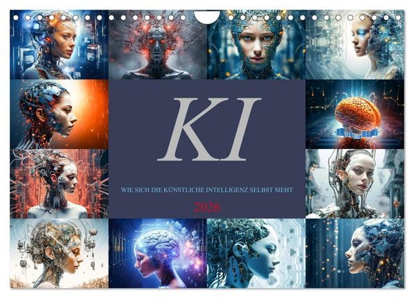 KI - Wie sich die künstliche Intelligenz selbst sieht (Wandkalender 2026 DIN A4 quer), CALVENDO Monatskalender