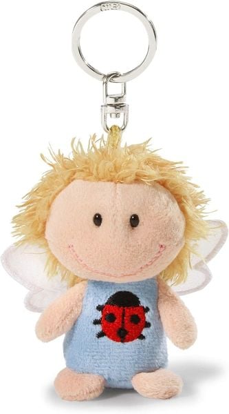 NICI 34552 - Schlüsselanhänger Schutzengel mit Marienkäfer Ich beschütz dich, Glücksbringer, blau, 7 cm