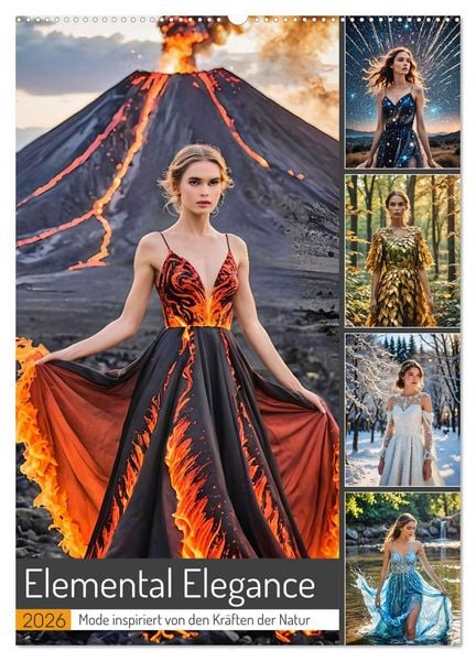 Elemental Elegance - Mode inspiriert von den Kräften der Natur (Wandkalender 2026 DIN A2 hoch), CALVENDO Monatskalender