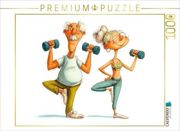 CALVENDO Puzzle Seniorensport mit Hanteln im Park | 1000 Teile Lege-Größe 64x48cm Foto-Puzzle für glückliche Stunden