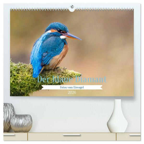 Der blaue Diamant - Fotos vom Eisvogel (hochwertiger Premium Wandkalender 2026 DIN A2 quer), Kunstdruck in Hochglanz