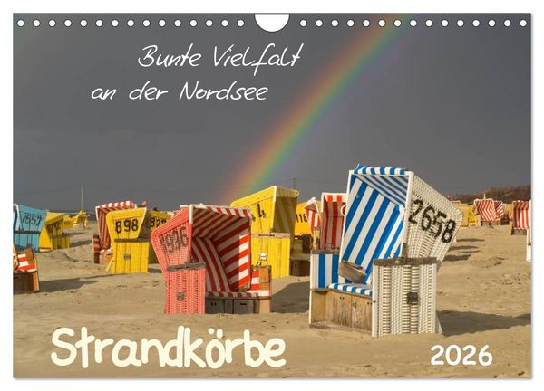 Strandkörbe – bunte Vielfalt an der Nordsee (Wandkalender 2026 DIN A4 quer), CALVENDO Monatskalender
