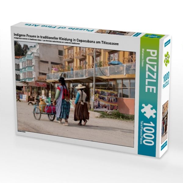 Indigene Frauen in traditioneller Kleidung in Copacabana am Titicacasee (Puzzle)