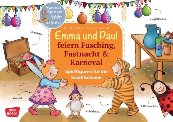 Emma und Paul feiern Fasching, Fastnacht & Karneval. Erzählschienen-Figurenset