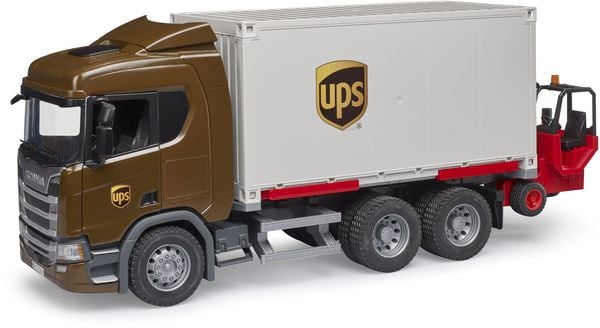 Bruder 03582 Scania Super 560R UPS Logistik-LKW mit Mitnahmestapler