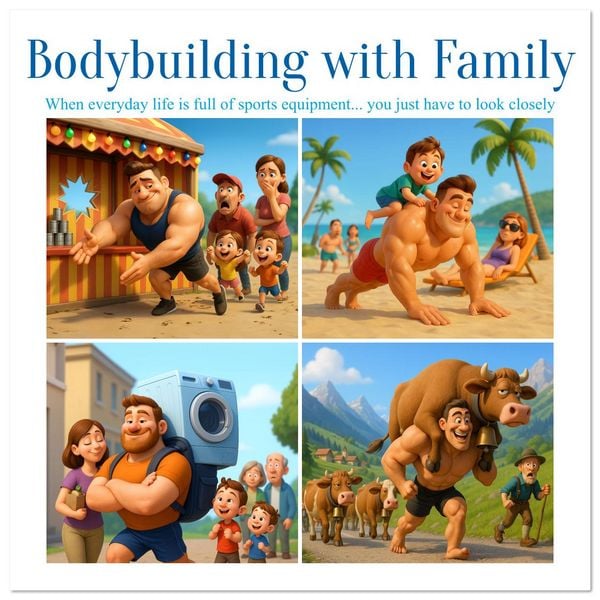 Bodybuilding with Family (Wall Calendar 2026 12 × 12 Inch) CALVENDO 12 Month Wall Calendar