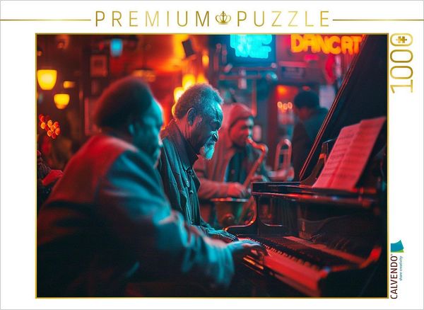 CALVENDO Puzzle Kreatives Spiel im Jazzclub - Klavier Musik | 1000 Teile Lege-Größe 64x48cm Foto-Puzzle für glückliche Stunden