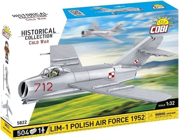 COBI 5822 - Historical Collection, Cold War, LIM-1 POLISH AIR FORCE 1952, Kampfflugzeug, 504 Klemmbausteine, 1 Figur