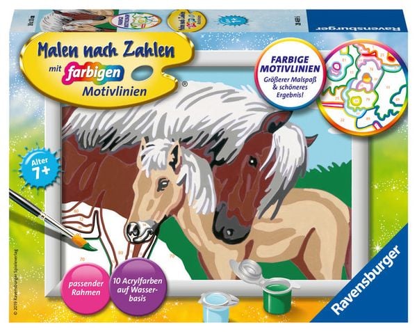 CreArt, Malen nach Zahlen Kinder - Liebevolle Stute