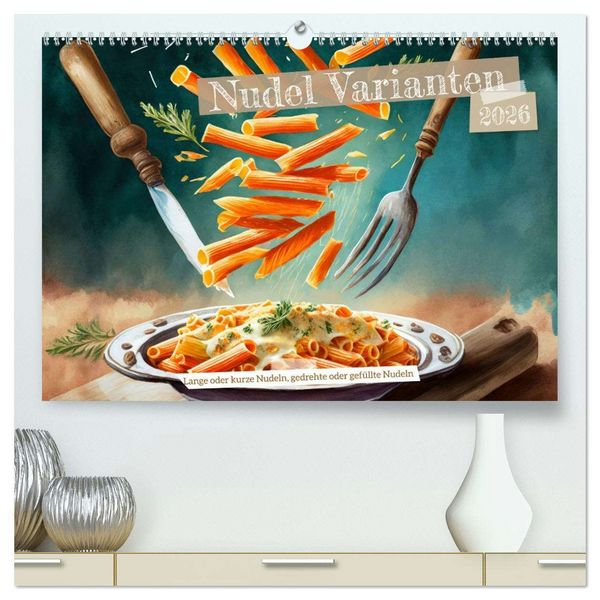 Nudel Varianten (hochwertiger Premium Wandkalender 2026 DIN A2 quer), Kunstdruck in Hochglanz