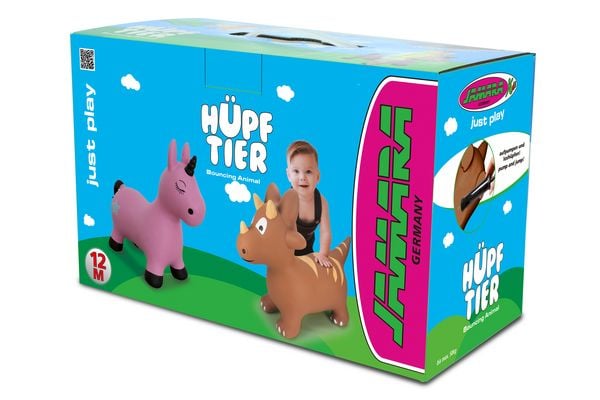 Hüpftier Einhorn pink mit Pumpe