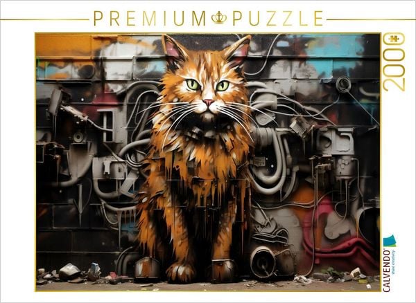 'CALVENDO Puzzle Ein Motiv aus dem Kalender ''Graffiti Katzen'' | 2000 Teile Lege-Größe 90x67cm Foto-Puzzle für glückliche Stunden'