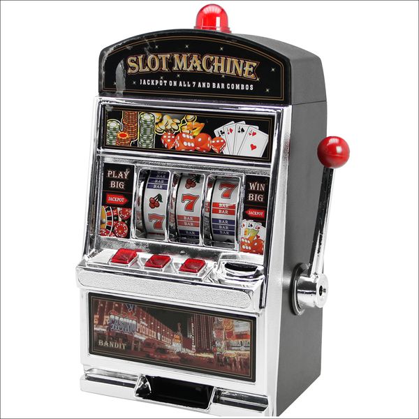 Spardose Spielautomat, mit Klingel und LED, ca. 38 x 20 cm, aus Kunststoff, im Geschenkkarton, für 2 Mignon Batterien AA