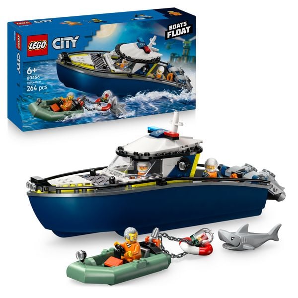 LEGO City Verfolgungsjagd im Polizeiboot, Spielset mit Schnellboot 60456