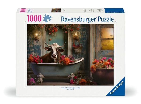 Erwachsenenpuzzle 1000 Teile - Die Kuh in der Badewanne