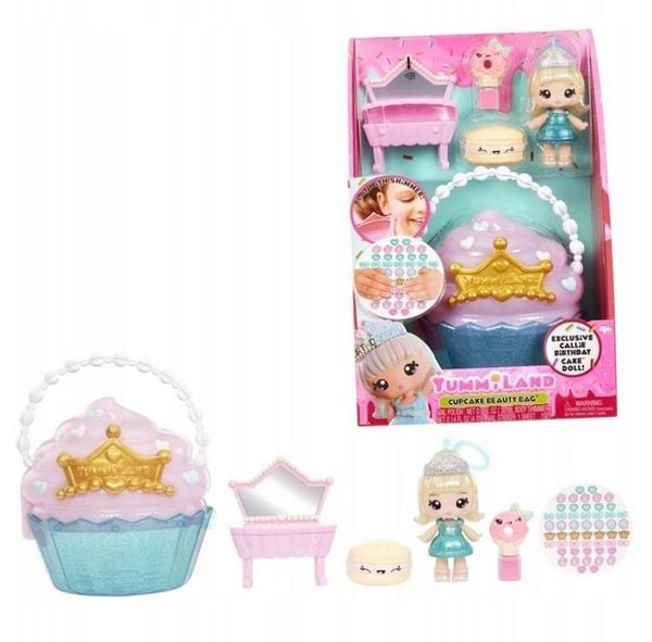 Yummiland Beauty Bag Playset + Lip Gloss Doll - Cupcake Beauty Bag