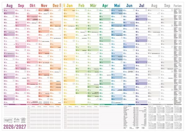 Wandkalender Schuljahr 26/27