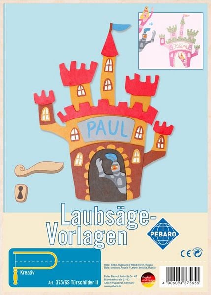 PEBARO 375/6S - Laubsägevorlage Türschilder II, Kinderzimmer, 2 Platten, Größe DIN A4