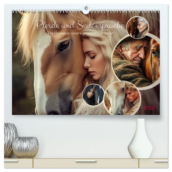 Pferde und Seelensprüche (hochwertiger Premium Wandkalender 2026 DIN A2 quer), Kunstdruck in Hochglanz