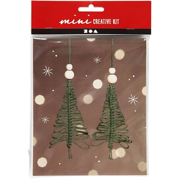 Creativ Company DIY Sets Macramé Mini Kreativ Set, 2 x Weihnachtsbaum aus Makramee, H 11 cm, Kreativ Box