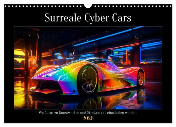 Surreale Cyber Cars (Wandkalender 2026 DIN A3 quer), CALVENDO Monatskalender