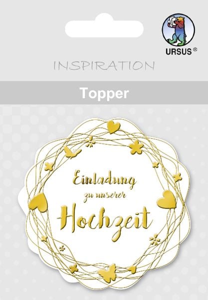 'URSUS 8 Topper ''Einladung zu unserer Hochzeit'', weiß/gold'