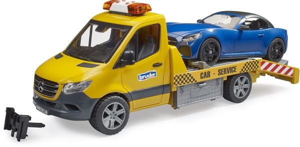 bruder 02675 MB Sprinter Autotransporter, L+S Modul und BRUDER Roadster