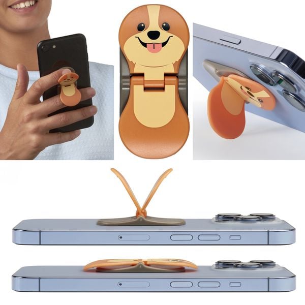 Zipgrips Puppy (Hund) - 2 in 1 Handy-Griff & Aufsteller - Sicherer Griff - Halter für Smartphones - Perfekte Selfies - Ideal für Videos