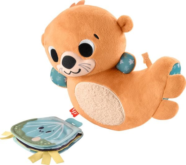 Fisher-Price 2-in-1 Wippender Otter zum Spielen in der Bauchlage, Baby-Sensorik-Spielzeug aus Plüsch zum Spielen in der Bauchlage