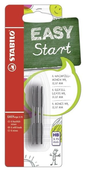 STABILO Minen zum Nachfüllen - EASYergo 3.15 Nachfüllminen - 6er Pack - Härtegrad HB
