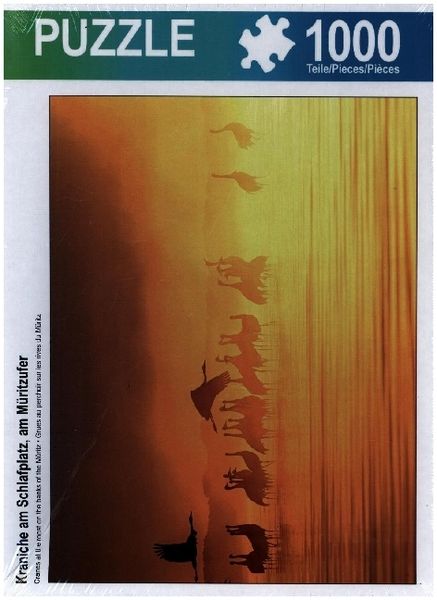 CALVENDO Puzzle Kraniche am Schlafplatz, am Müritzufer | 1000 Teile Lege-Größe 64x48cm Foto-Puzzle für glückliche Stunden