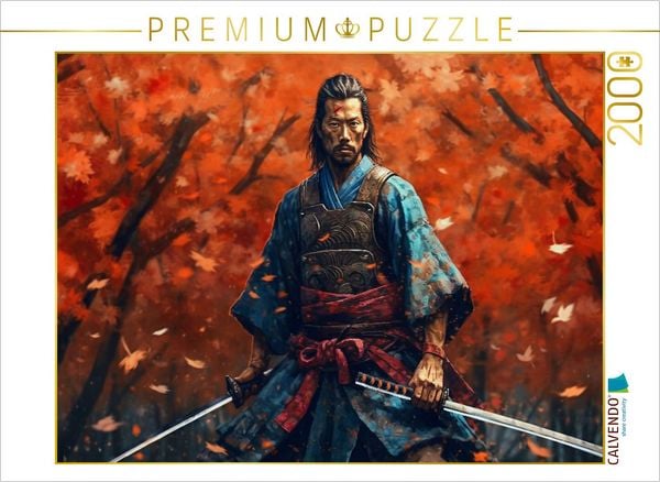 CALVENDO Puzzle Bereit zum Kampf - Samurai im Herbstwald | 2000 Teile Lege-Größe 90x67cm Foto-Puzzle für glückliche Stunden