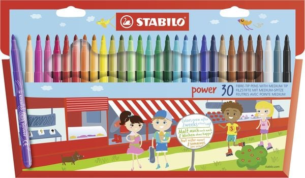 STABILO Filzstift - power - 30er Pack - mit 30 verschiedenen Farben