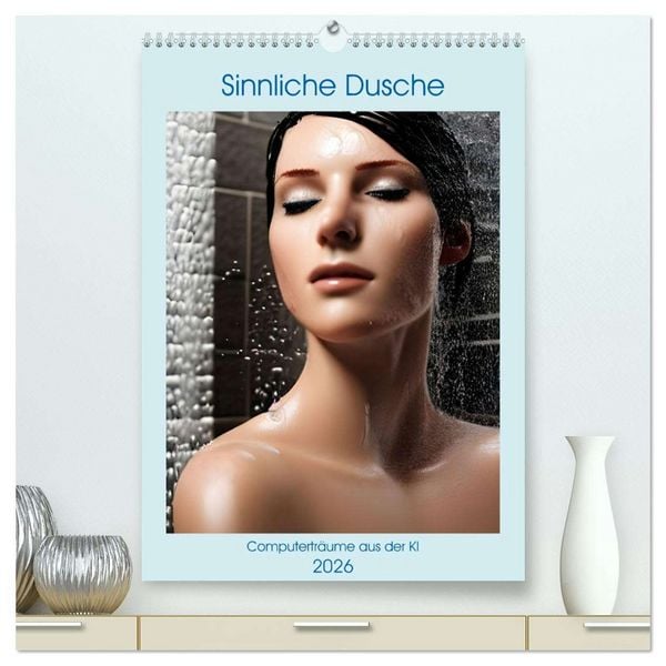 Sinnliche Dusche - Computerträume aus der KI (hochwertiger Premium Wandkalender 2026 DIN A2 hoch), Kunstdruck in Hochglanz