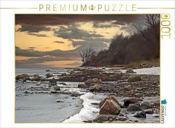 CALVENDO Puzzle Strandwanderung durch das Eis und den Schnee an der Wismarer Bucht | 1000 Teile Lege-Größe 64x48cm Foto-Puzzle für glückliche Stunden