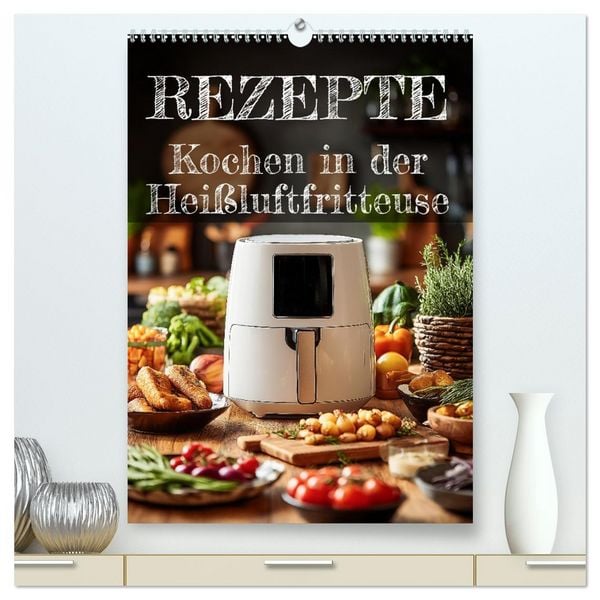 REZEPTE - Kochen in der Heißluftfritteuse (hochwertiger Premium Wandkalender 2026 DIN A2 hoch), Kunstdruck in Hochglanz