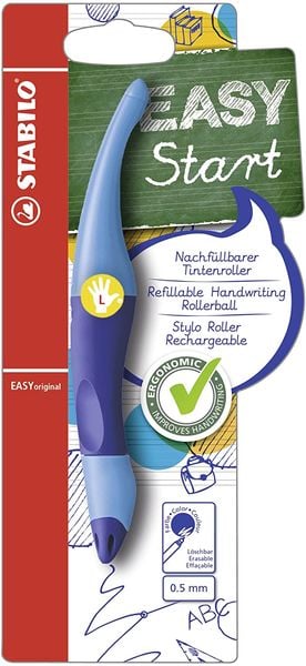 Ergonomischer Tintenroller für Linkshänder-STABILO EASYoriginal in dunkelblau/hellb.-Einzelstift-Schreibfarbe blau (löschbar) -inkl. Patrone