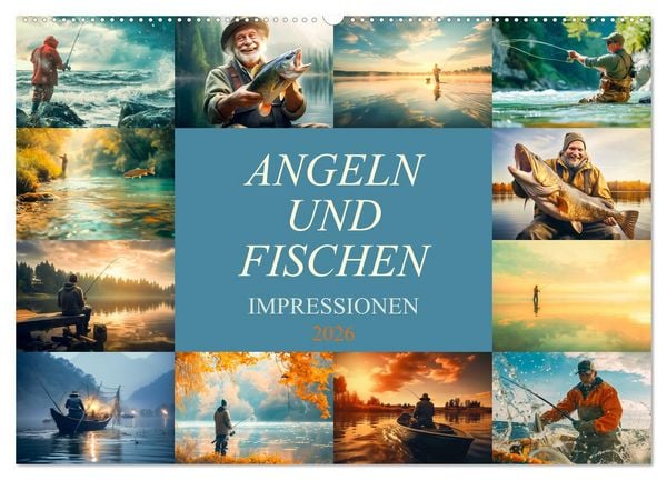 Angeln und Fischen Impressionen (Wandkalender 2026 DIN A2 quer), CALVENDO Monatskalender