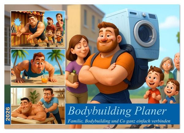Bodybuilding Planer (Wandkalender 2026 DIN A2 quer), CALVENDO Monatskalender