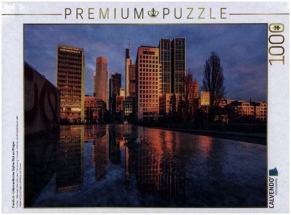 CALVENDO Puzzle Frankfurt - Untermainbrücke Skyline Blick am Morgen | 1000 Teile Lege-Größe 64x48cm Foto-Puzzle für glückliche Stunden
