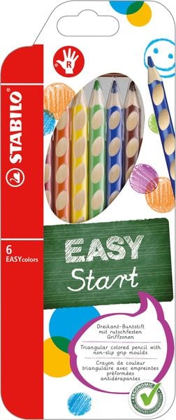 STABILO Ergonomischer Buntstift für Rechtshänder - EASYcolors - 6er Pack - mit 6 verschiedenen Farben