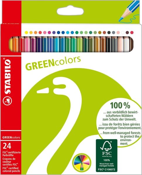 STABILO Umweltfreundlicher Buntstift - GREENcolors - 24er Pack - mit 24 verschiedenen Farben