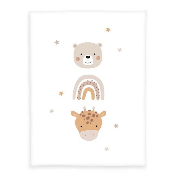 Herding 1440259014 - babybest® Baby-Kuscheldecke Little Friends, Decke, Microfaserflausch, weiß, 75x100cm