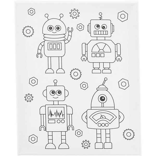 Creativ Company Mal-Leinwand mit Aufdruck, Roboter, T 1,6 cm, Größe 24x30 cm, 360 g, 1 Stk