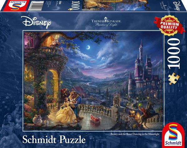 Puzzle Schmidt Spiele 59484 Thomas Kinkade Disney Die Schöne und das Biest Tanz im Mondlicht1000 Teile